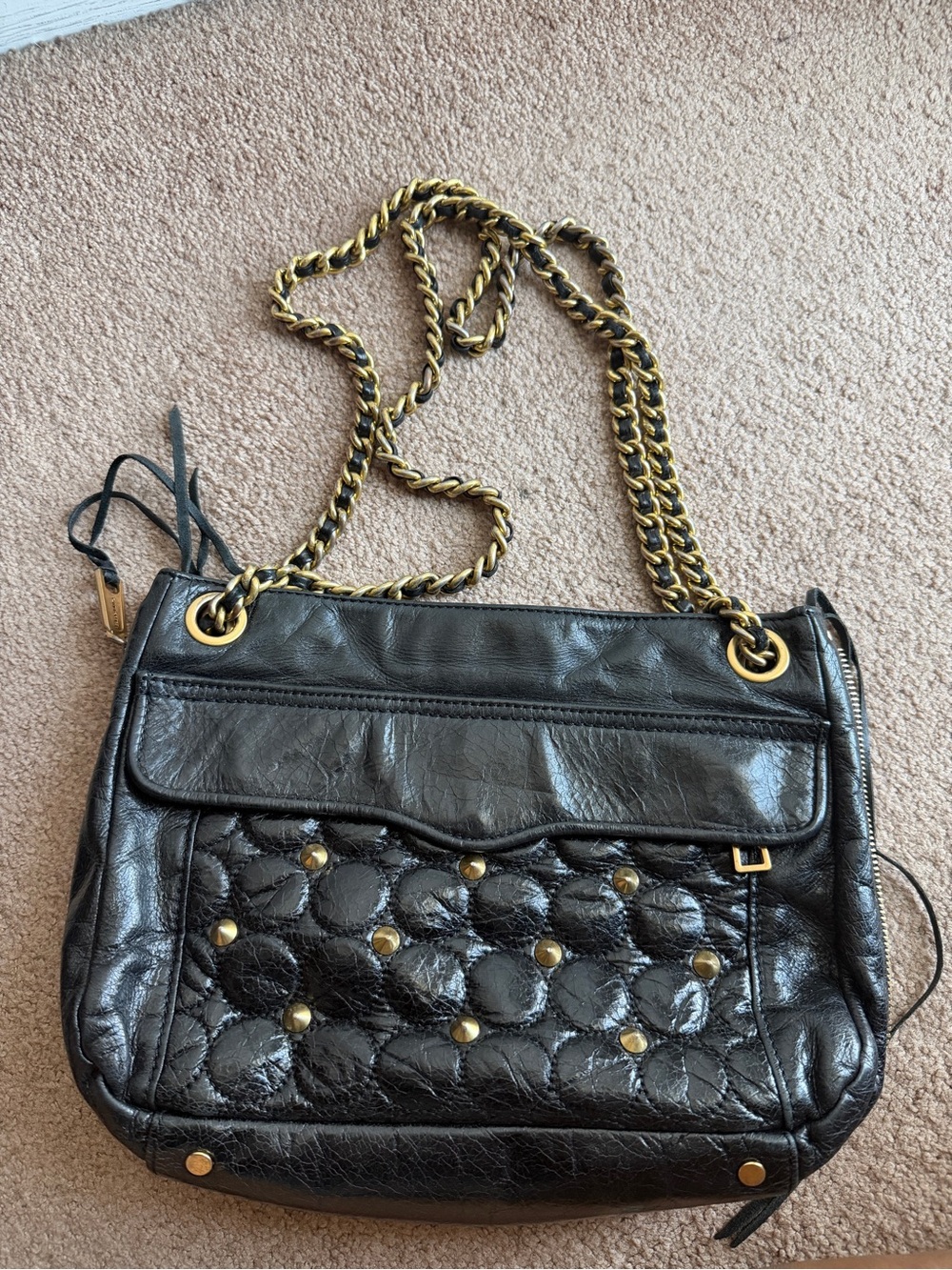 Rebecca Minkoff Black Quilted Chain-Handle Shoulder Bag